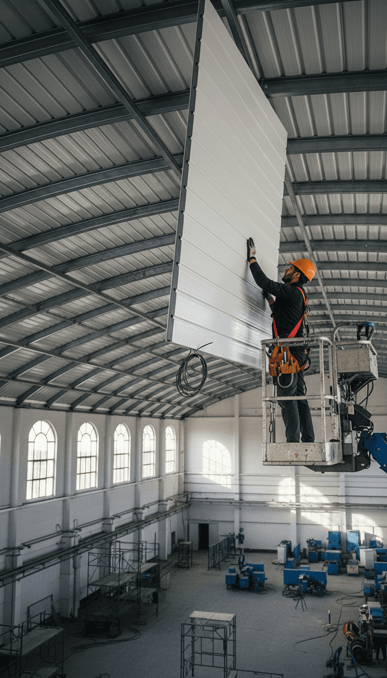 Instalación de aislamiento térmico en nave