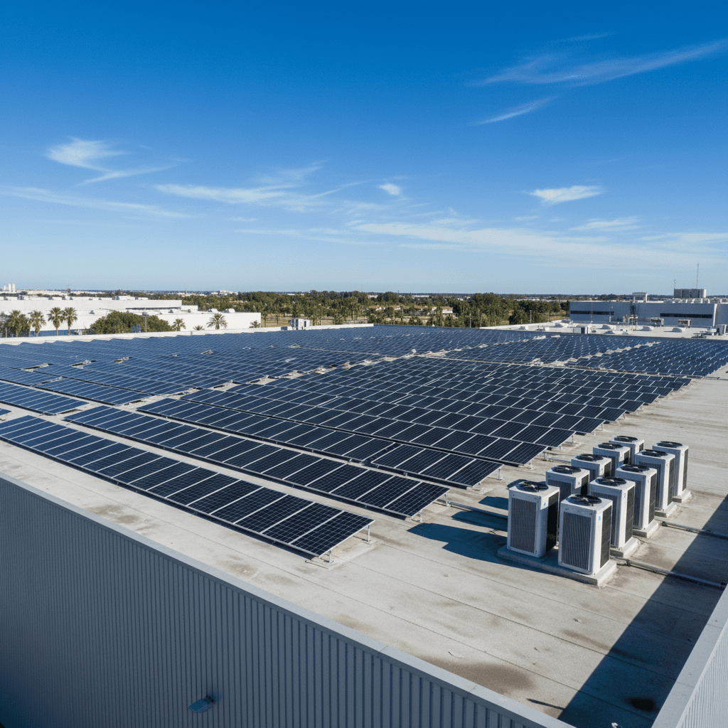 Instalación fotovoltaica en cubierta industrial